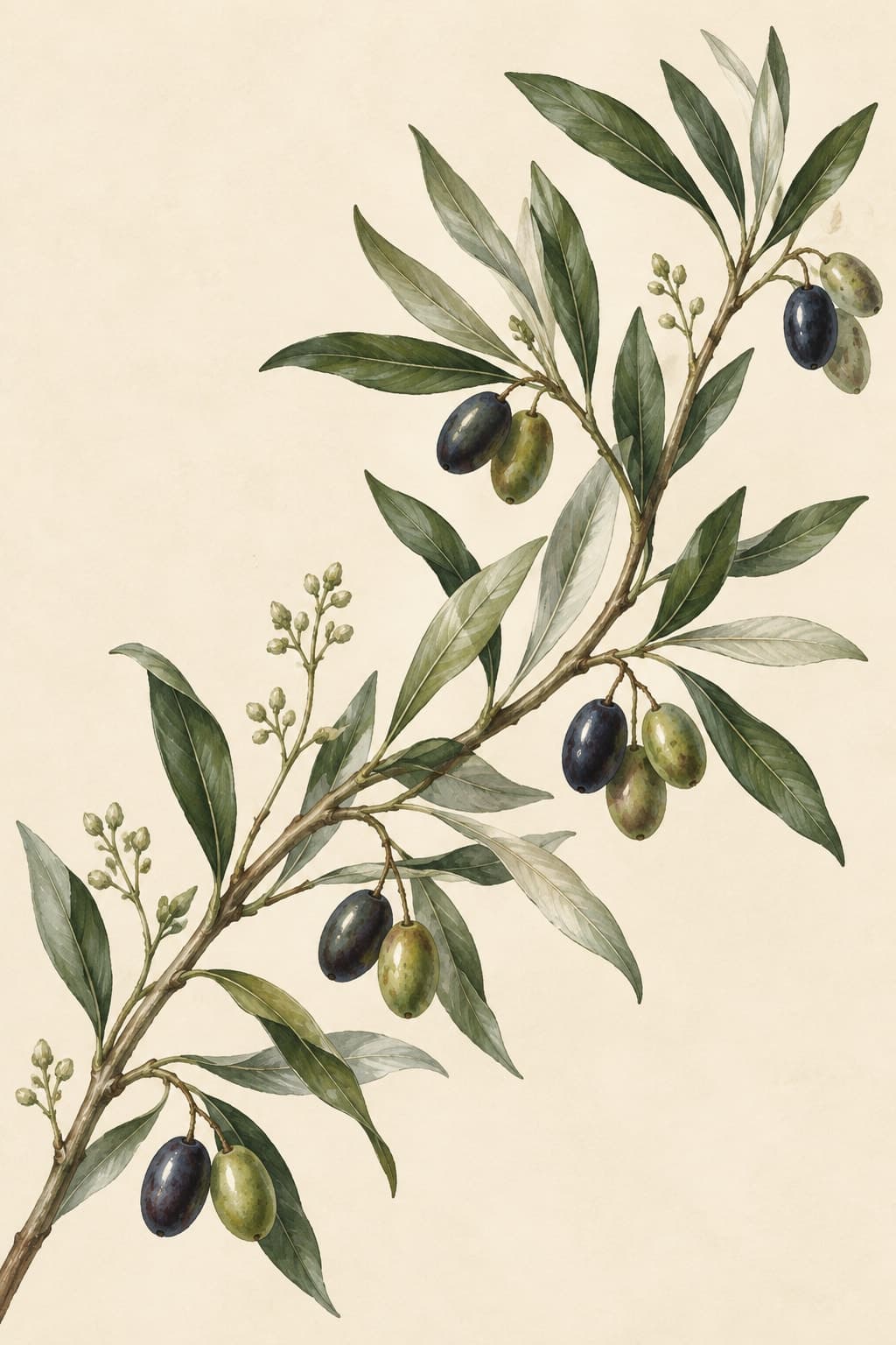 Olive Branch — Olive greens and simple organic shapes make this food-inspired print an easy addition to a kitchen or dining room.