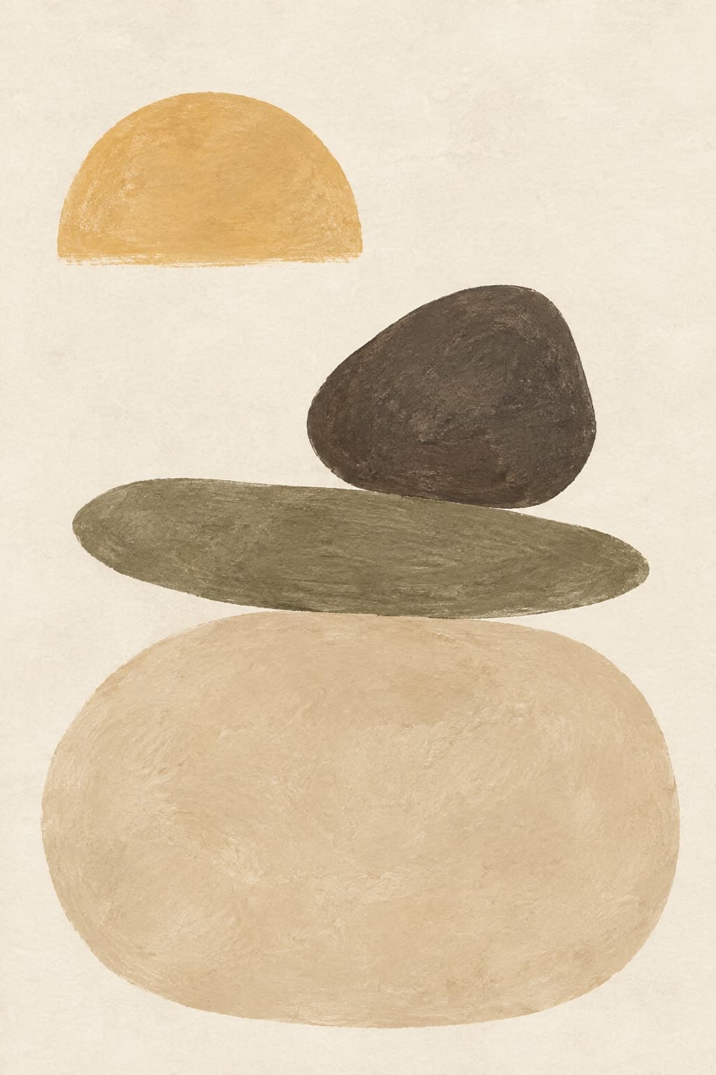 Quiet Balance — A considered arrangement of neutral forms and gentle contrast. Minimal abstract wall art for a calm, uncluttered room.